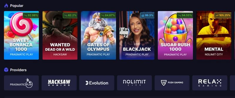 Razed Casino casino interface